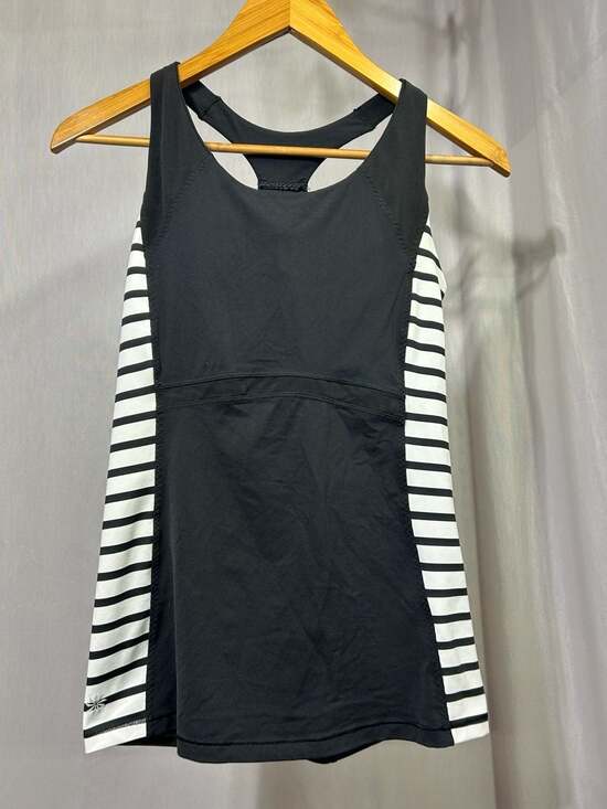 Athleta Tops - Athleta Striped Racerback Tank Top with Built-in Bra & Back Pockets Size M